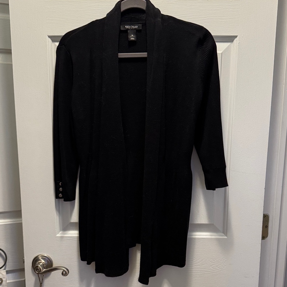 White House Black Market Black Open-Front Long Cardigan